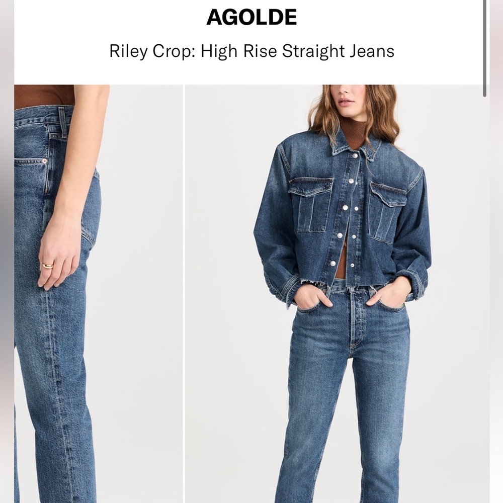 AGOLDE Riley Crop: High Rise Straight Jeans - Picture 3 of 5